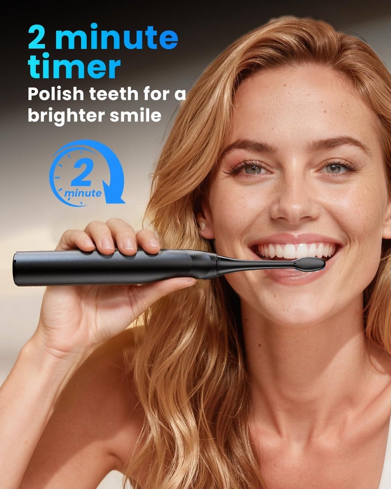 Onlyone Sonic Electric Toothbrush for Adults, Rechargeable Ultrasonic Electric Toothbrush with 8 Brush Heads, Travel Case, Charging Base & Wireless Charging - 5 Modes with Smart Timer - Image 2